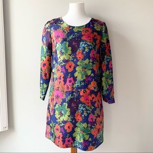 J. Crew Floral Silk Multi Color Dress Size 2